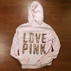Pink sequined zip up